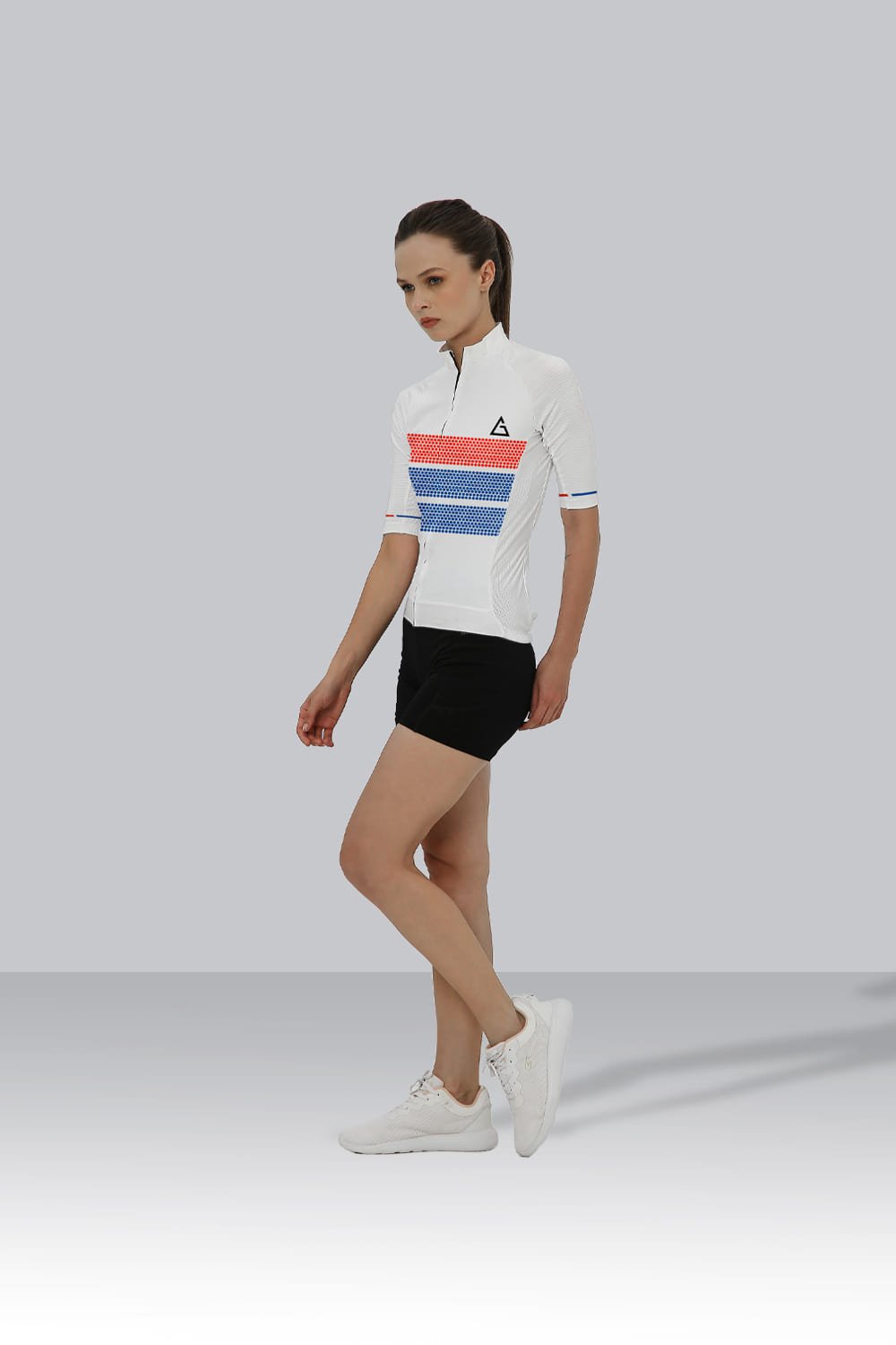 Cyclist wearing the Aidan Global Best Custom Cycling Jerseys – Race Fit Premium with YKK zipper, silicone gel tape hem, and three back pockets