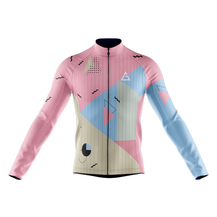 Front View of Long Sleeve Cycling Jersey RaceFit - Azure Petal