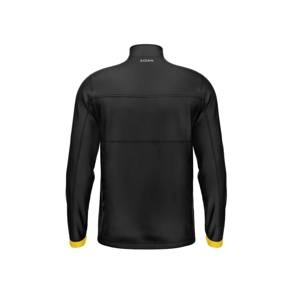 Back view of Aidan Global Zenith Track Jacket featuring a clean and bold color-block design with customizable options.