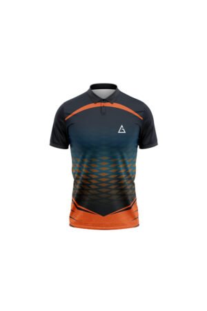 Blaze Strike Super Premium Badminton Jersey – custom badminton jersey with fiery orange gradient design