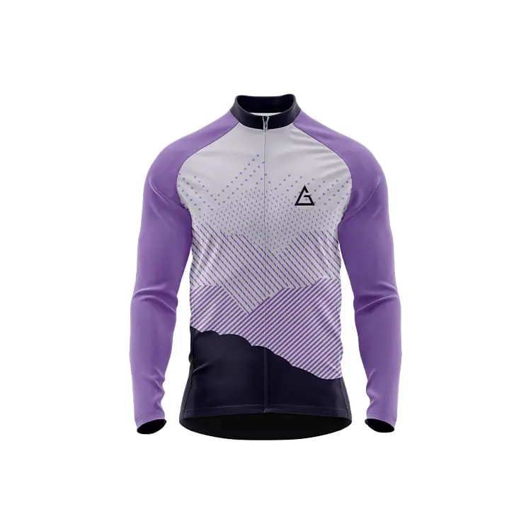 FrostGuard winter full sleeve cycling jersey front view with modern graphic design